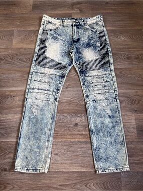 Society Washed Black Slim Straight Moto Jeans/A604